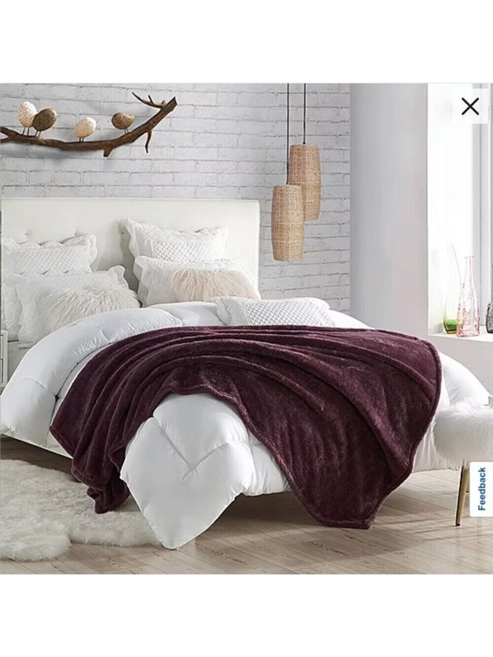 SWIFT HOME WINE FAUX FUR THROW BLANKET 60 X 70 - Picture 1 of 3